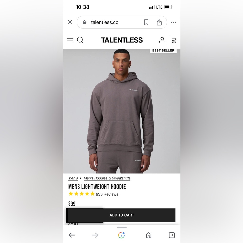 TalentLess MENS LIGHTWEIGHT HOODIE